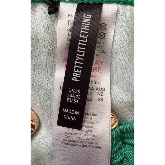 PrettyLittleThing Plus Green Hammered Trim Bikini Top Women's Size 22 US New! - Picture 7 of 9